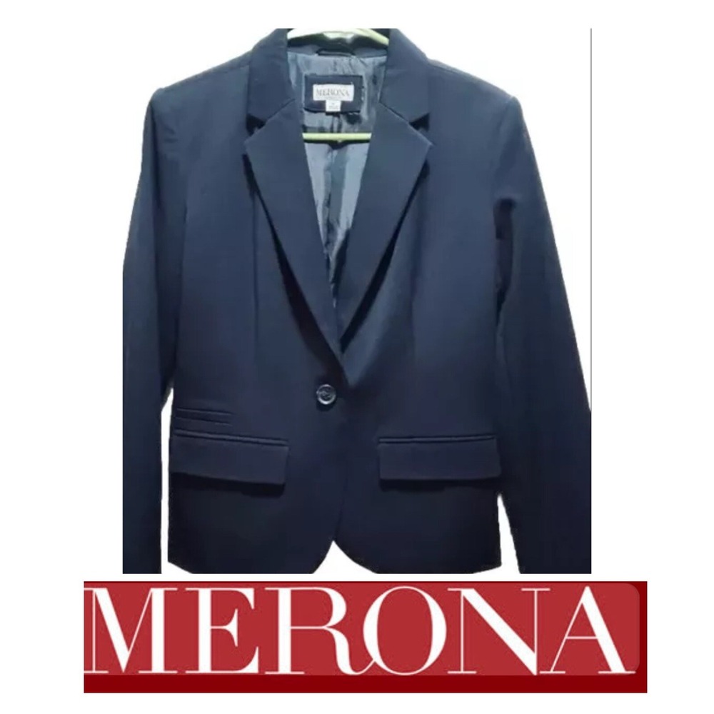 Merona NEW Women's Blazer Size 4 Blue - One Button - Suit Jacket Career Business
